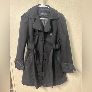 rue21 Black Trench Coat with Self-Tie Waist